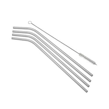 Imagem de CJ 4 CANUDOS AÇO INOX C/1 ESCOVA P/LAVAR 21cm