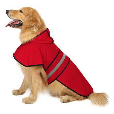 Imagem de (Large, Red) - HDE Dog Raincoat Hooded Slicker Poncho for Small to X-Large Dogs and Puppies
