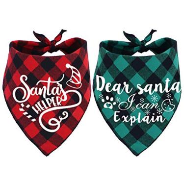Imagem de Pacote de 2 bandanas xadrez para cães de Natal da JPB