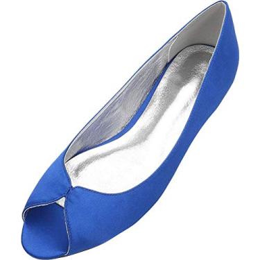 Imagem de Vestido de balé feminino de casamento peep toe sem salto, Azul, 6.5