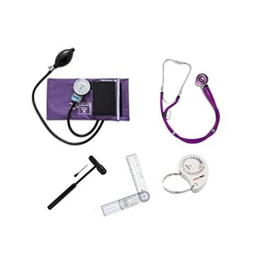 Imagem de Kit Fisioterapia Esteto Esfigmo Goniômetro Martelo Trena (Roxo)