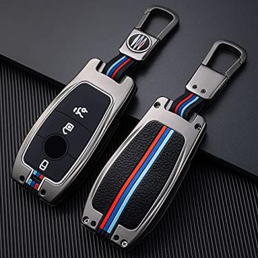 Imagem de Hacreyatu Chaveiro de liga de zinco para chaveiro protetor de tampa de chaveiro para Mercedes-Benz W213 E260 E320 E400 W205 C200 C180 C260 C300 (cor da arma)