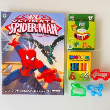 Livro Para Ler e Colorir, Pop, Homem Aranha, com Lápis