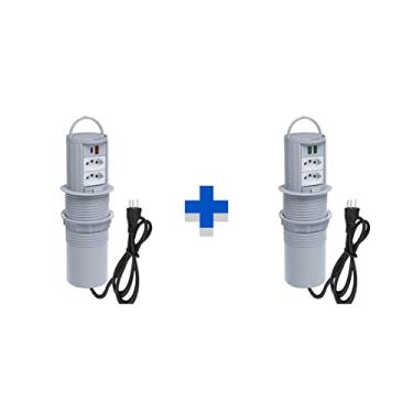 Imagem de Kit Torres Tomada Totem Manual Alça 2Tom 10A 2 e 2 USB 4.9A COR:CINZA