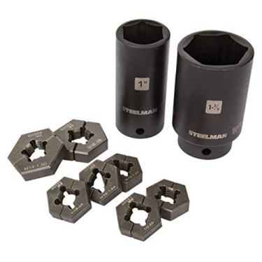 Imagem de Steelman Kit de reparo de roda dividida de 9 peças, pinos de indexação, aço, repara roscas em parafusos e parafusos de roda, dois soquetes incluídos