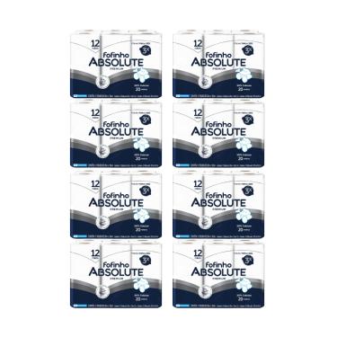 Imagem de Papel Higiênico Fofinho Absolute folha tripla 8 pacotes com 12 rolos de 20 metros