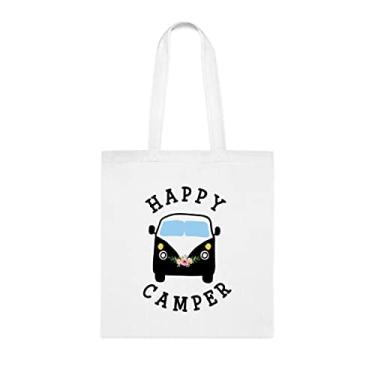 Imagem de Sacola Happy Camper, presente Happy Camper, bolsa de ombro Happy Camper, sacolas reutilizáveis Happy Camper, ideia de presente de cesta de Natal de aniversário, presente para ela,