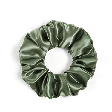 Imagem de DISANGNI Prendedores de cabelo de seda para prevenção de frizz e quebra, 22 Mommes puros 100% seda de amoreira sem danos, suportes de rabo de cavalo de seda elástica, 16 peças, cor aleatória (verde)