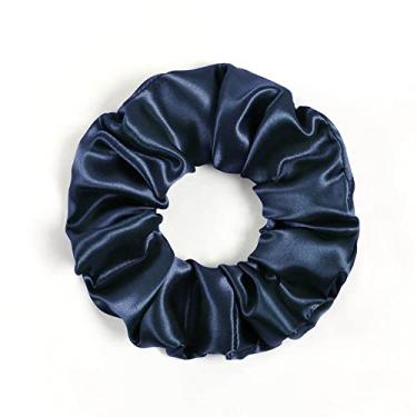 Imagem de DISANGNI Prendedores de cabelo de seda para prevenção de frizz e quebra, 22 Mommes puros 100% seda de amoreira sem danos, suportes de rabo de cavalo de seda elástica, 16 peças, cor aleatória (azul)