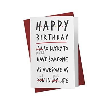 Imagem de Cartão de aniversário divertido para ele, cartão para ela – cartão de aniversário para amigo, mãe, pai – com envelope (sorte)