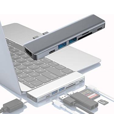 Imagem de SLAUNT Hub USB C para MacBook Pro 7 em 2 adaptador USB C MacBook Multiportas Dongle com 4KHDMI, USB 3.0 e 2.0, leitor de cartão TF/SD, USB-C e Thunderbolt 3 compatível com MacBook Pro Air 2020 2019 2018