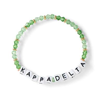 Imagem de Sorority Shop Pulseira Kappa Delta — Pulseira de contas de vidro com contas de nome KD e contas de ouro 18K, joias de irmandade gregas para presentes de irmandade grandes, tamanho único, vidro de plástico de ouro amarelo, vidro, One size, Vidro de plástico ouro amarelo, Vidro