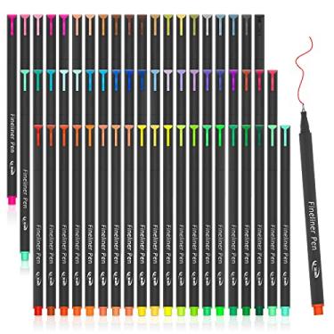 Imagem de Pacote com 65 canetas coloridas de agenda Tebik, 60 canetas de desenho de cores sortidas com 5 diferentes estêncis, perfeitas para agendas de diários pontilhados e anotações de calendário para colorir itens escolares de escritório