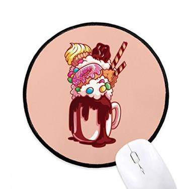 Imagem de DIYthinker Donut Chocolate Biscuit Cup Sorvete Mouse Pad Desktop Escritório Tapete Redondo para Computador