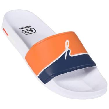 Imagem de Chinelo Hocks Náutico Logo Slide Branco/Azul Marinho/Laranja