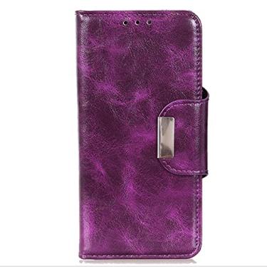 Imagem de YINGDAFENG Capa para Google Pixel 7 Pro, capa de couro PU premium TPU amortecedor com suporte de cartão função de suporte de absorção magnética flip carteira, roxo