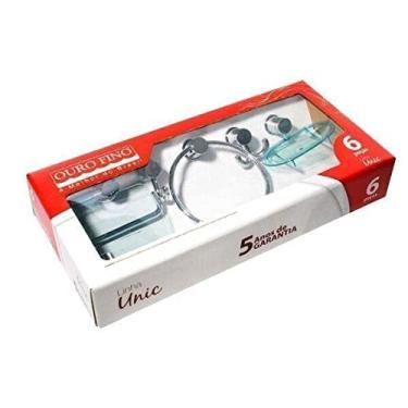 Imagem de Kit de Acessórios para Banheiro Ouro Fino Unic 6 Peças Transparente