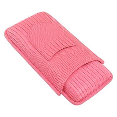 Imagem de Porta-charutos Portátil, Porta-charutos 3 Suportes Respirável, Colorido, Toque Confortável, Costura Precisa para Aniversário Masculino (Rosa)