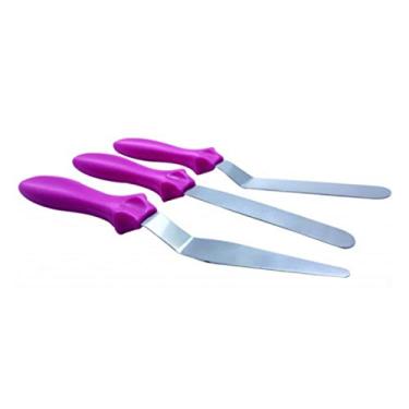 Imagem de Kit 3 Espátulas Para Confeitar Bolo Em Inox Lilás/Roxa