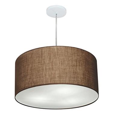 Imagem de Lustre Pendente Cilíndrico Cúpula Tecido 55x30 cm, Vivare Iluminação, Pendente4215 LC, Café, Médio