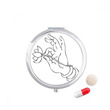 Imagem de Caixa de comprimidos com padrão de desenho de linha de lótus da Culture Hand para guardar remédios