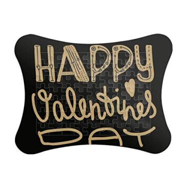 Imagem de Happy Valentine Day Moldura de quebra-cabeça de papel com citação dourada, jogo de quebra-cabeça para casa