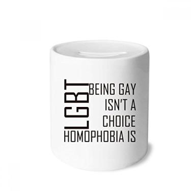 Imagem de DIYthinker Caixa de moedas de cerâmica LGBT com a bandeira de arco-íris ou não para dinheiro, presente de cofrinho