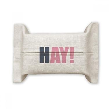 Imagem de Bolsa de linho de algodão com citação HAY Black Encourage Positive Hello