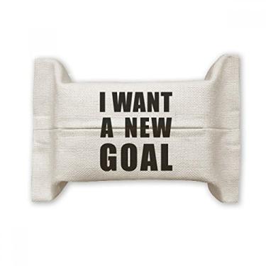 Imagem de Bolsa de linho de algodão com suporte para capa de papel para lenços faciais I Want A New Goal