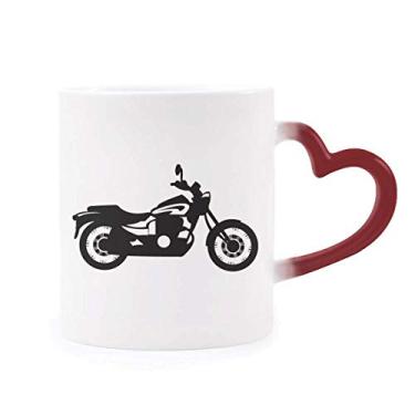 Imagem de Caneca preta com ilustração de motocicleta mecânica sensível ao calor Caneca vermelha de grés que muda de cor