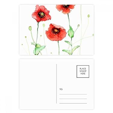 Imagem de Conjunto de cartão postal de aniversário com flor vermelha de milho