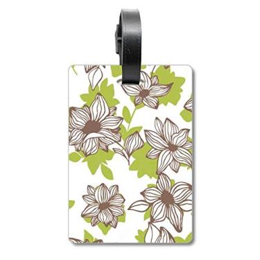 Imagem de Tinta de flor marrom claro, bolsa de viagem, etiqueta para cartão de bagagem