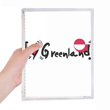 Imagem de Caderno de ilustração de coração I Love Greenland com a palavra Love Greenland com folhas soltas e diário recarregável