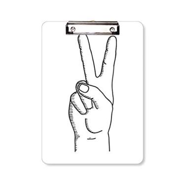 Imagem de Victory Gesture Line Desenho Padrão Prancheta Pasta Bloco de Escrita Placa de Apoio A4