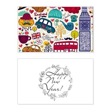 Imagem de Bus Tower Reino Unido Inglaterra Big Ben Landmark cartão comemorativo ano novo cartão Bless mensagem presente