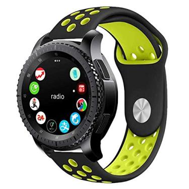 Imagem de Pulseira 22mm Sport compatível com Samsung Galaxy Watch 3 45mm - Galaxy Watch 46mm - Gear S3 Frontier - Amazfit GTR 47mm - Amazfit GTR 2 - Marca LTIMPORTS (Preto com Amarelo)