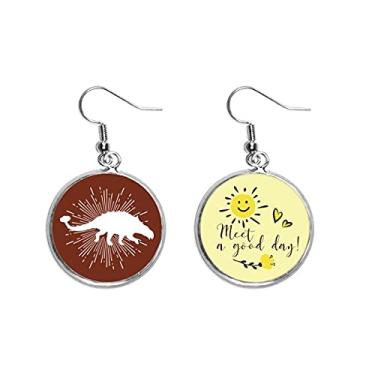 Imagem de Brinco de flor de sol com camada inferior herbívoro pedra martelo joia moderna