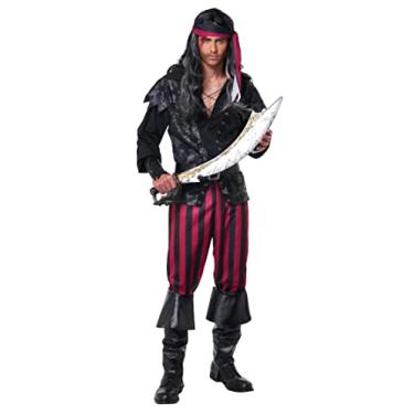 Imagem de Fantasia masculina de pirata desonesto, Preto, escarlate, GG