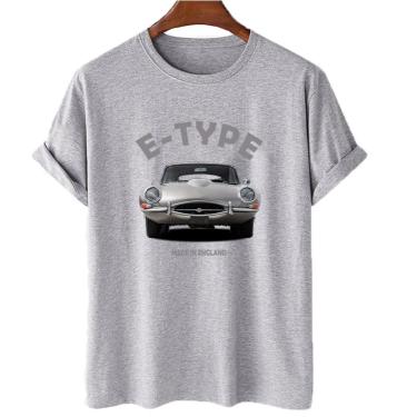 Imagem de Camiseta feminina algodao Jaguar E Type Cinza Carro Antigo