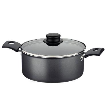 Imagem de Caçarola Grande 2,8L Panela Tramontina Alumínio Antiaderente Com Tampa Turim Cinza