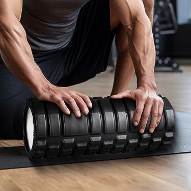 Imagem de Foam Roller Rolo de espuma 33cm de alta densidade para exercícios, massagens e recuperação muscular（Preto）