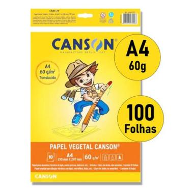 Imagem de Papel Vegetal Canson A4 210X297mm 60G Kit Com 100 Folhas