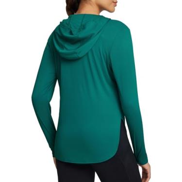 Imagem de BALEAF Camisa de sol feminina FPS 50+ com capuz FPS manga longa proteção UV roupas caminhadas pesca ao ar livre leve, Verde pato, GG