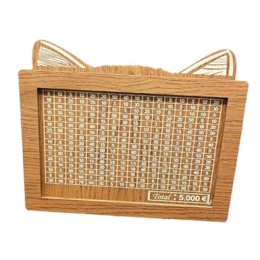 Imagem de Caixa de Dinheiro de Madeira com Contador Caixa de Poupança de Dinheiro Vintage Reutilizável Cofrinho Desenvolvendo Hábito de Poupança, 5.000 euros, Tamanho real