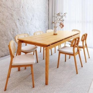 Imagem de Conjunto Sala de Jantar Mesa 210cm Seiva 8 Cadeiras Liz CabeCasa MadeiraMadeira Mel