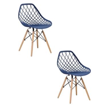 Imagem de Kit 2 Cadeiras Para Sala De Jantar Veneza Azul Marinho