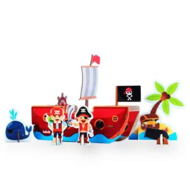 Imagem de Quebra-Cabeça 3D Pirata Brinquedo Educativo E Pedagógico - Babebi