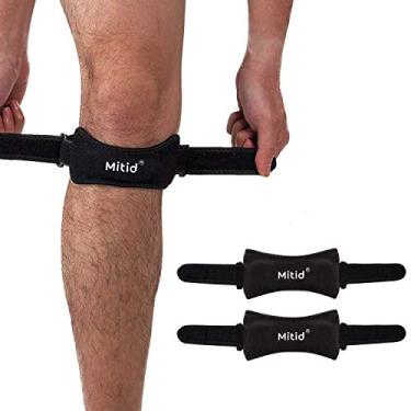 Imagem de Joelheira com suporte para joelho para corrida, futebol, basquete, caminhadas, pulôver, tênis, tendinite, vôlei e agachamentos, Preto, One Size Fits Most
