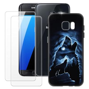 Imagem de MILEGOO Capa para Samsung Galaxy S7 Edge + 2 peças protetoras de tela de vidro temperado, capa ultrafina de silicone TPU macio à prova de choque para Samsung Galaxy S7 Edge (5,5 polegadas)