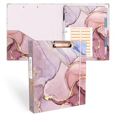 Imagem de Ospelelf Fichário com 3 anéis de 2,5 cm, fichário D para tamanho carta (28 cm x 21,5 cm) com 5 divisórias de abas, etiquetas de pasta de arquivo e pranchetas, fichário para material escolar e material de escritório